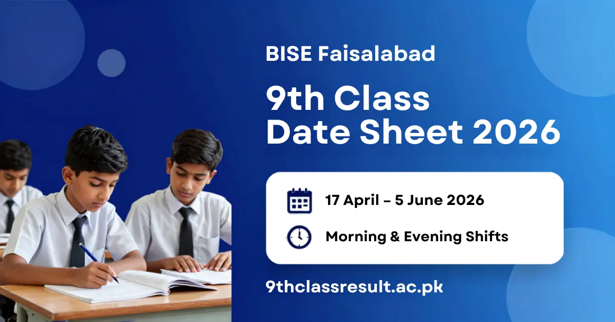 BISE Faisalabad 9th Class Date Sheet 2026