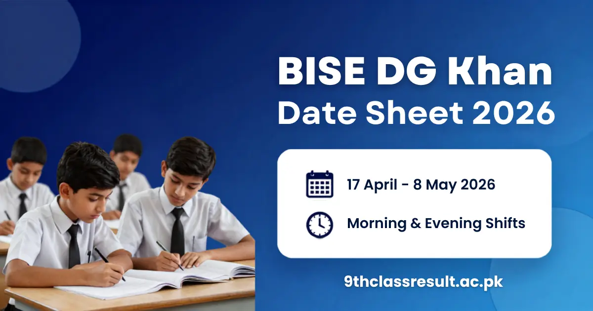BISE DG Khan 9th Class Date Sheet 2026