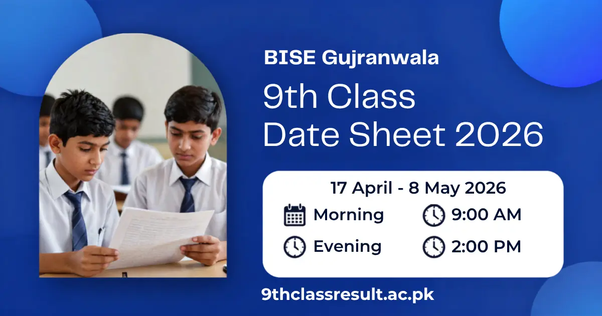 BISE Gujranwala 9th Class Date Sheet