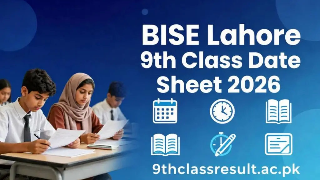 BISE Lahore 9th Class Date Sheet 2026