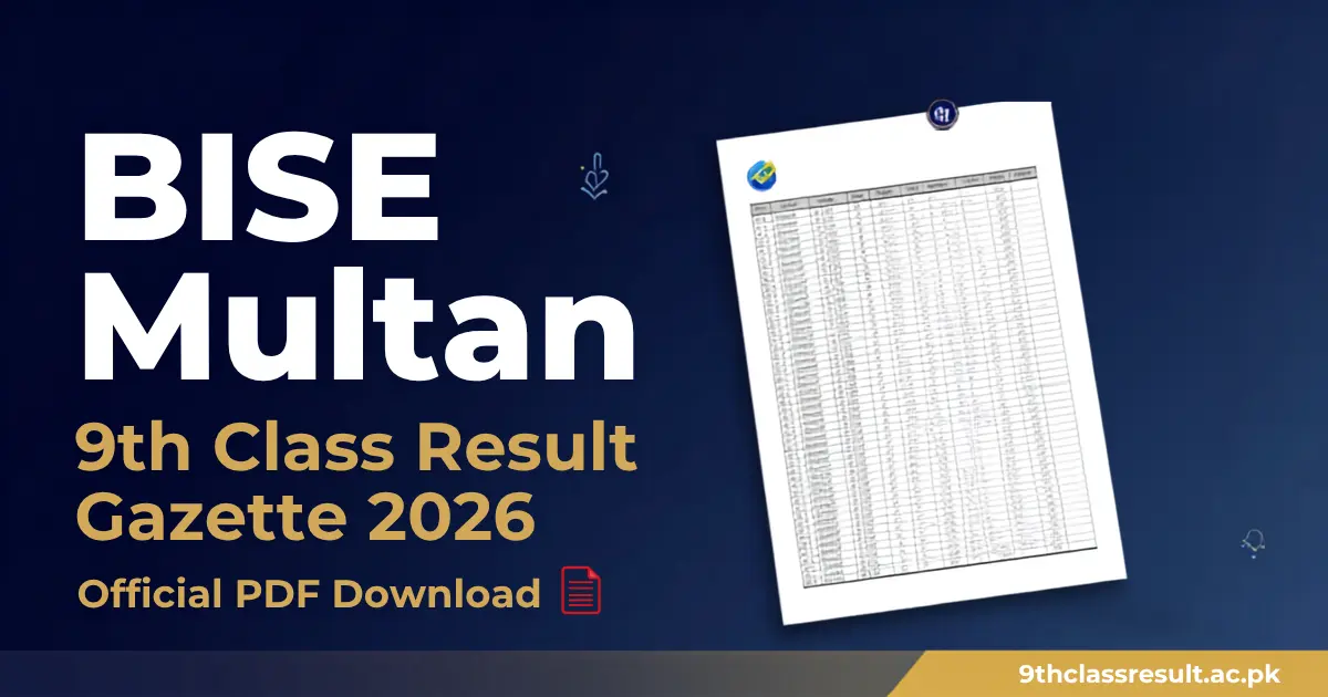 BISE MULTAN 9TH CLASS RESULT GAZETTE