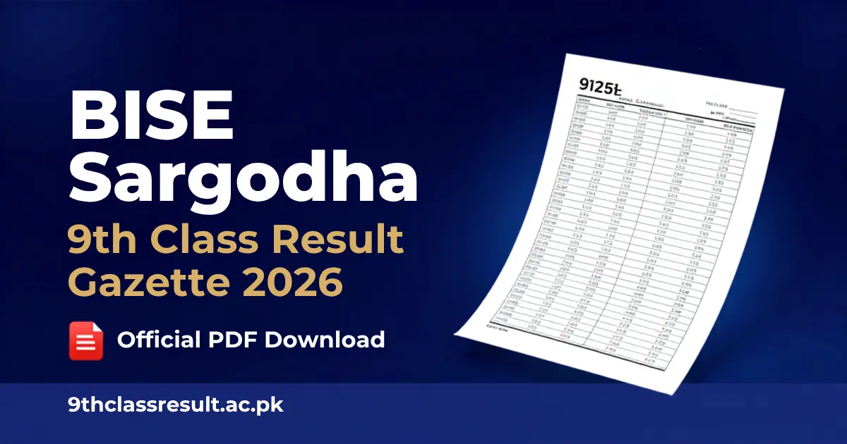 BISE SARGODHA 9TH CLASS RESULT GAZETTE